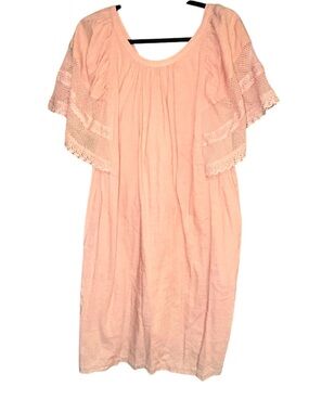 Old Navy Large TALL Dusty Rose Crochet Flutter Sleeve Dress